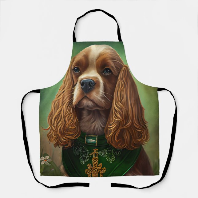 Cocker Spaniel Dog in St. Patrick's Day Dress Apron (Front)
