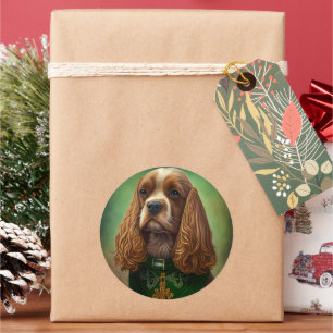 Cocker Spaniel Dog in St. Patrick's Day Dress Classic Round Sticker