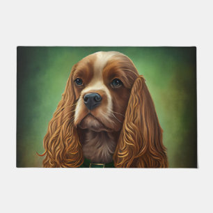 Cocker Spaniel Dog in St. Patrick's Day Dress Doormat