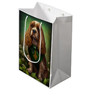 Cocker Spaniel Dog in St. Patrick's Day Dress Medium Gift Bag