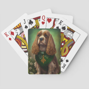 Cocker Spaniel Dog in St. Patrick's Day Dress Playing Cards