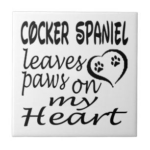Cocker Spaniel Dog Leaves Paw On My Heart Tile