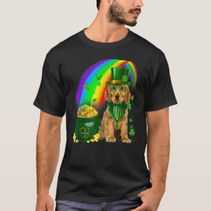 Cocker Spaniel Dog Leprechauns Coins Shamrock Patr T-Shirt