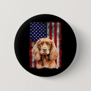 Cocker Spaniel Dog Lover US Flag 4th of July 6 Cm Round Badge