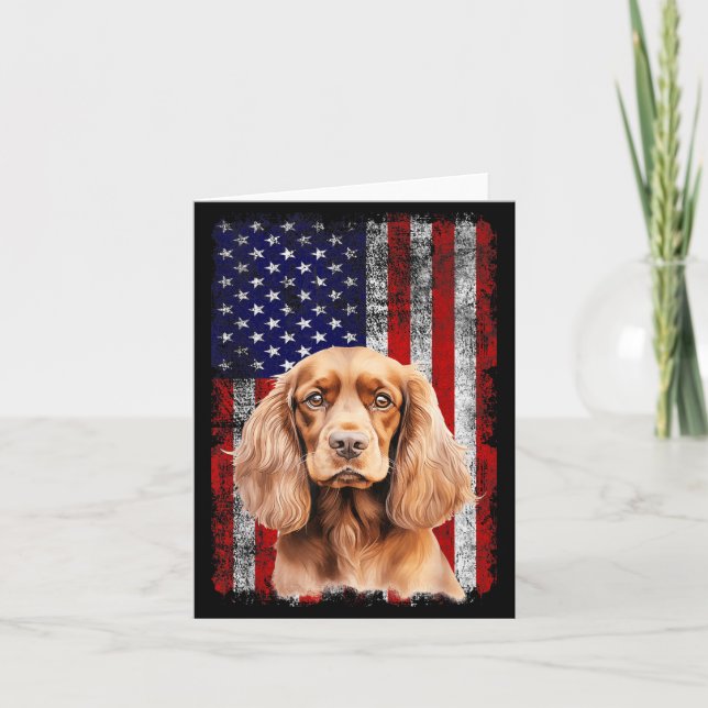 Cocker Spaniel Dog Lover US Flag 4th of July Card (Front)