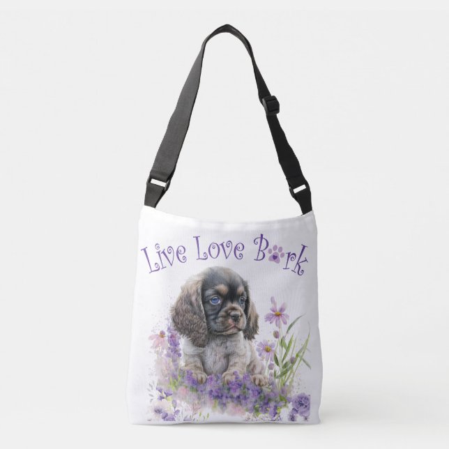 Cocker Spaniel Dog Mum Floral Crossbody Bag (Front)