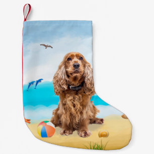 Cocker Spaniel Dog on Beach Small Christmas Stocking