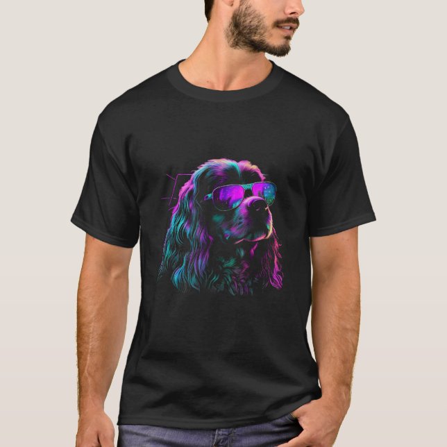 Cocker Spaniel Dog owner Vaporwave Notorious DJ T-Shirt (Front)