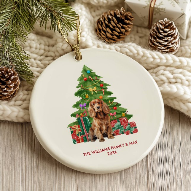 Cocker Spaniel Dog Personalised Christmas Ceramic Tree Decoration (Creator Uploaded)