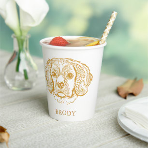 Cocker Spaniel Dog Personalised Hand Drawing Paper Cups