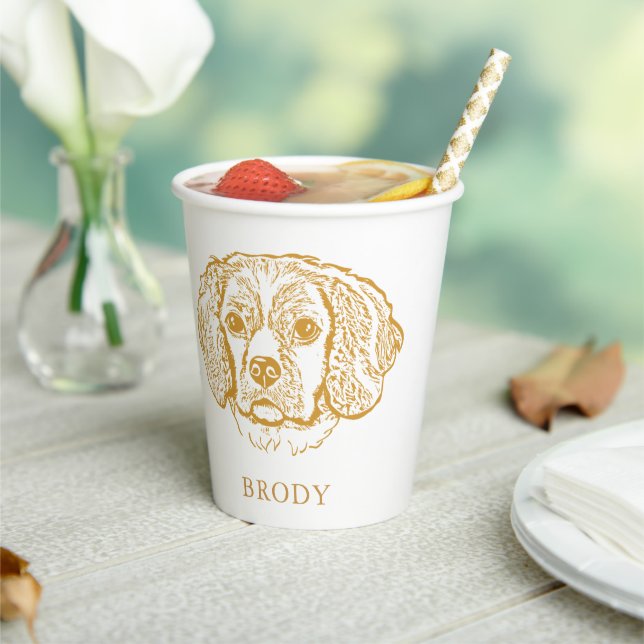 Cocker Spaniel Dog Personalised Hand Drawing  Paper Cups (Insitu)