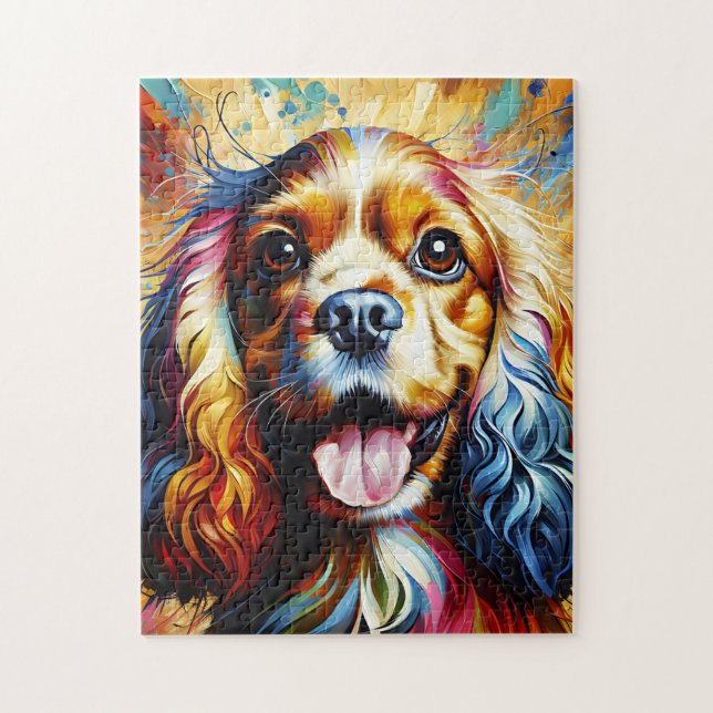 Cocker Spaniel Dog Portrait Acrylic Art Print Jigsaw Puzzle (Vertical)