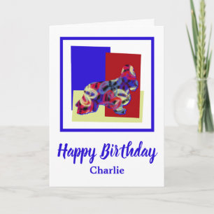 Cocker Spaniel Dog Red Blue Yellow Birthday Card