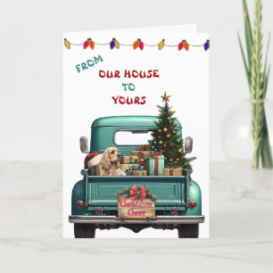 Cocker Spaniel Dog Retro Farm Truck Christmas Card