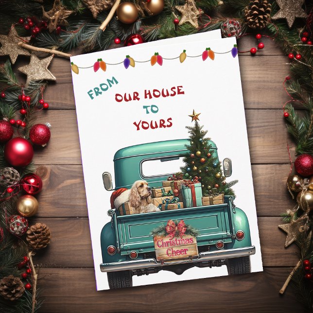 Cocker Spaniel Dog Retro Farm Truck Christmas Card (Creator Uploaded)