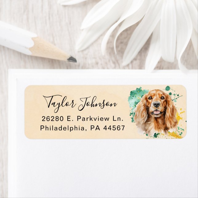 Cocker Spaniel Dog Return Address Label (Insitu)