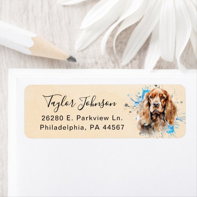 Cocker Spaniel Dog Return Address Label (Insitu)