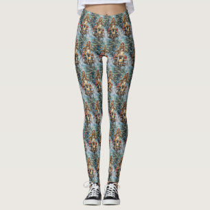 Cocker Spaniel Dog Riding Motorcycle Christmas  Leggings