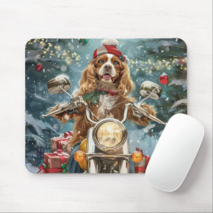 Cocker Spaniel Dog Riding Motorcycle Christmas  Mouse Mat