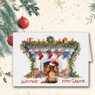 Cocker Spaniel Dog Santa Wait Christmas Fireplace
