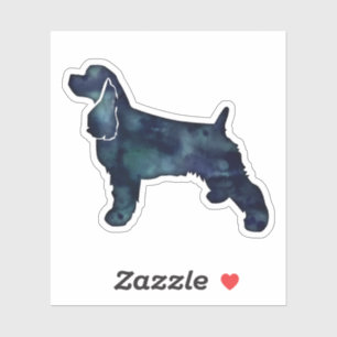 Cocker Spaniel Dog Silhouette Black Watercolor