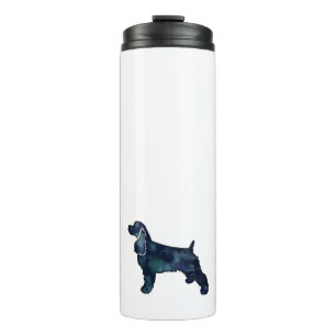 Cocker Spaniel Dog Silhouette Black Watercolor Thermal Tumbler