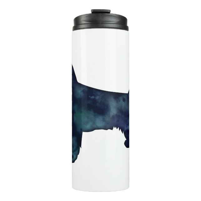 Cocker Spaniel Dog Silhouette Black Watercolor Thermal Tumbler (Front)