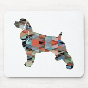 Cocker Spaniel Dog Silhouette Geometric Pattern Pl Mouse Mat