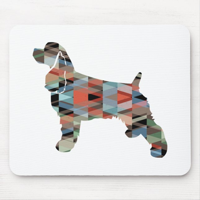 Cocker Spaniel Dog Silhouette Geometric Pattern Pl Mouse Mat (Front)