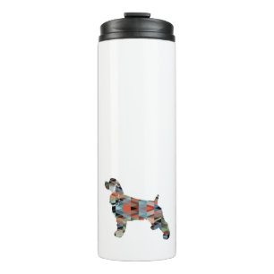 Cocker Spaniel Dog Silhouette Geometric Pattern Pl Thermal Tumbler
