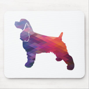 Cocker Spaniel Dog Silhouette Geometric Pattern Pu Mouse Mat
