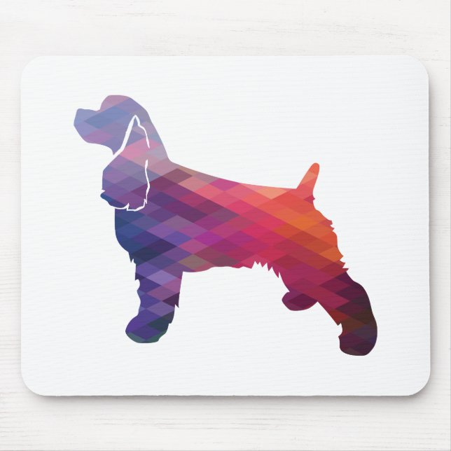 Cocker Spaniel Dog Silhouette Geometric Pattern Pu Mouse Mat (Front)