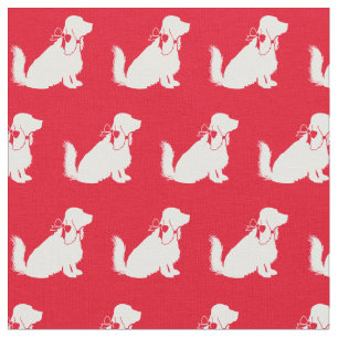 Cocker Spaniel Dog Silhouette Pet Red Fabric
