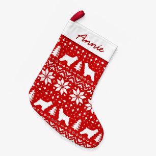 Cocker Spaniel Dog Silhouettes Pattern Cute Small Christmas Stocking