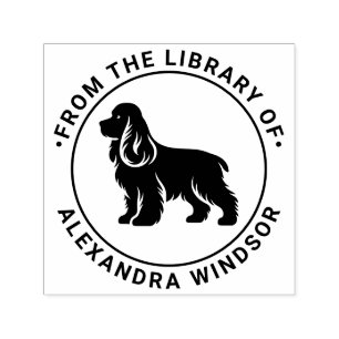 Cocker Spaniel Dog Standing Sil Library Book Name Self-inking Stamp