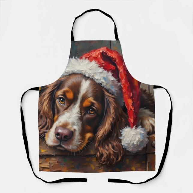Cocker Spaniel Dog Vintage Christmas Toy Box Apron (Front)