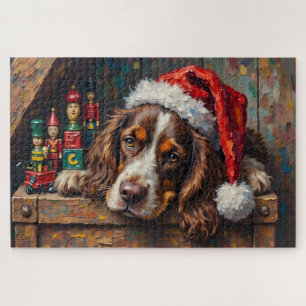 Cocker Spaniel Dog Vintage Christmas Toy Box Jigsaw Puzzle