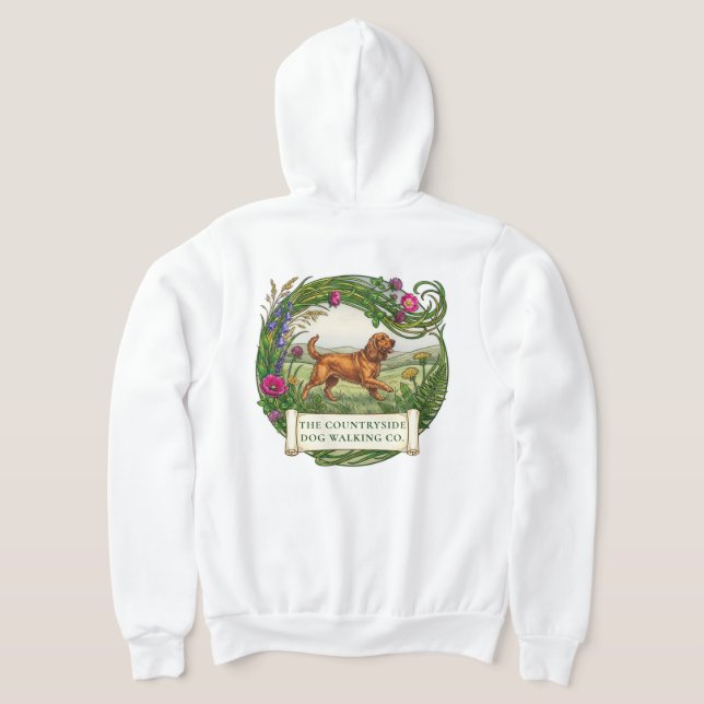 Cocker Spaniel Dog Walker Custom Zip Up Hoodie (Laydown Back)
