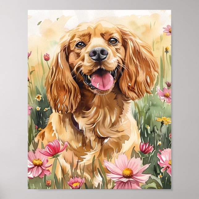 Cocker Spaniel Dog Wall Art Print Poster Gift (Front)