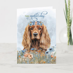 Cocker Spaniel Dog Wildflowers Mother's Day Holiday Card