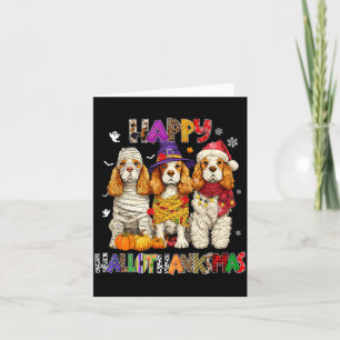Cocker spaniel dogs christmas happy hallothankmas card