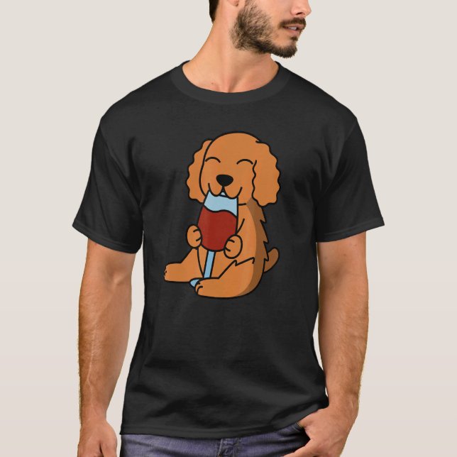 Cocker Spaniel Drinking Wine Dog T-Shirt (Front)