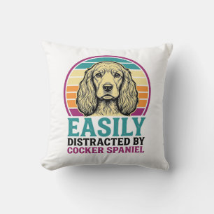 Cocker Spaniel Easily Distracted Vintage Dog Shirt Cushion