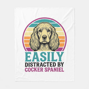 Cocker Spaniel Easily Distracted Vintage Dog Shirt Fleece Blanket