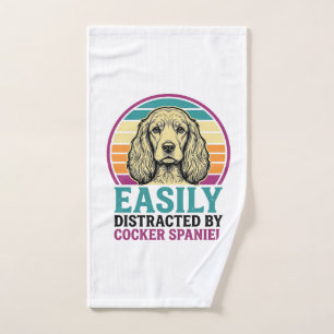 Cocker Spaniel Easily Distracted Vintage Dog Shirt Hand Towel