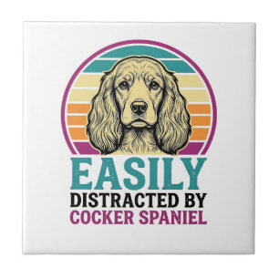 Cocker Spaniel Easily Distracted Vintage Dog Shirt Tile