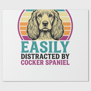 Cocker Spaniel Easily Distracted Vintage Dog Shirt Wrapping Paper