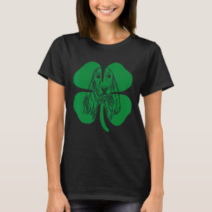 Cocker Spaniel Face Head Green Shamrock Saint Patr T-Shirt