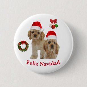 Cocker spaniel Feliz Navidad  6 Cm Round Badge