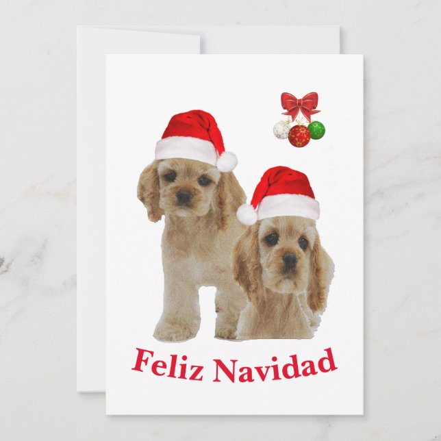 Cocker spaniel Feliz Navidad Invitation (Front)